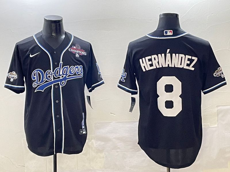 Men Los Angeles Dodgers 8 Hernandez Black Fashion Game 2025 Nike MLB Jersey style 30611